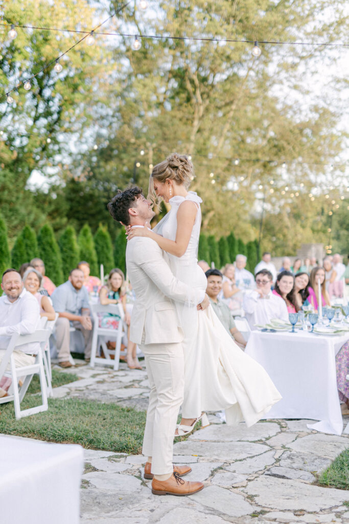 knoxville wedding photographer. bride and groom dancing at the kincaid house clinton tn